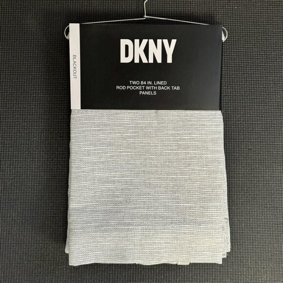 DKNY 50 x 84 Bennett Lined Blackout Gray Window Curtains Rod Pocket Back Tab - Picture 1 of 5